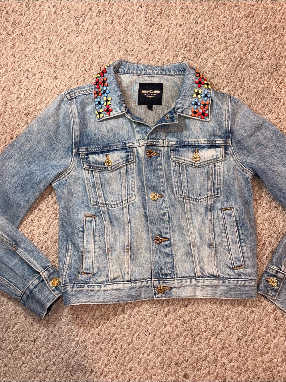 Juicy Couture Black Label Beaded Denim Jacket Women’s S